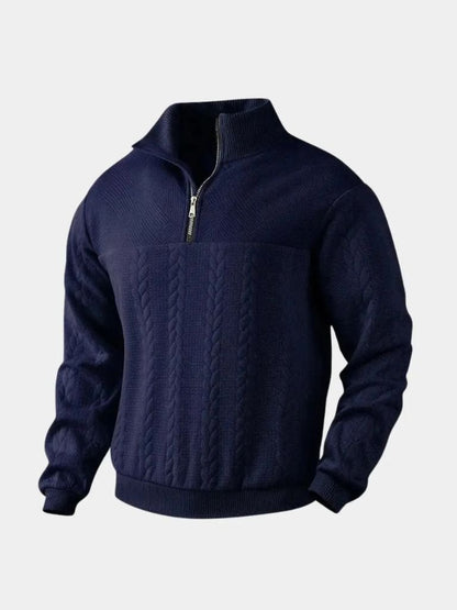 Men’s Knit Sweater – Essential Henley Quarter Casual Everyday Knitwear