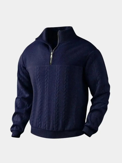 Men’s Knit Sweater – Essential Henley Quarter Casual Everyday Knitwear